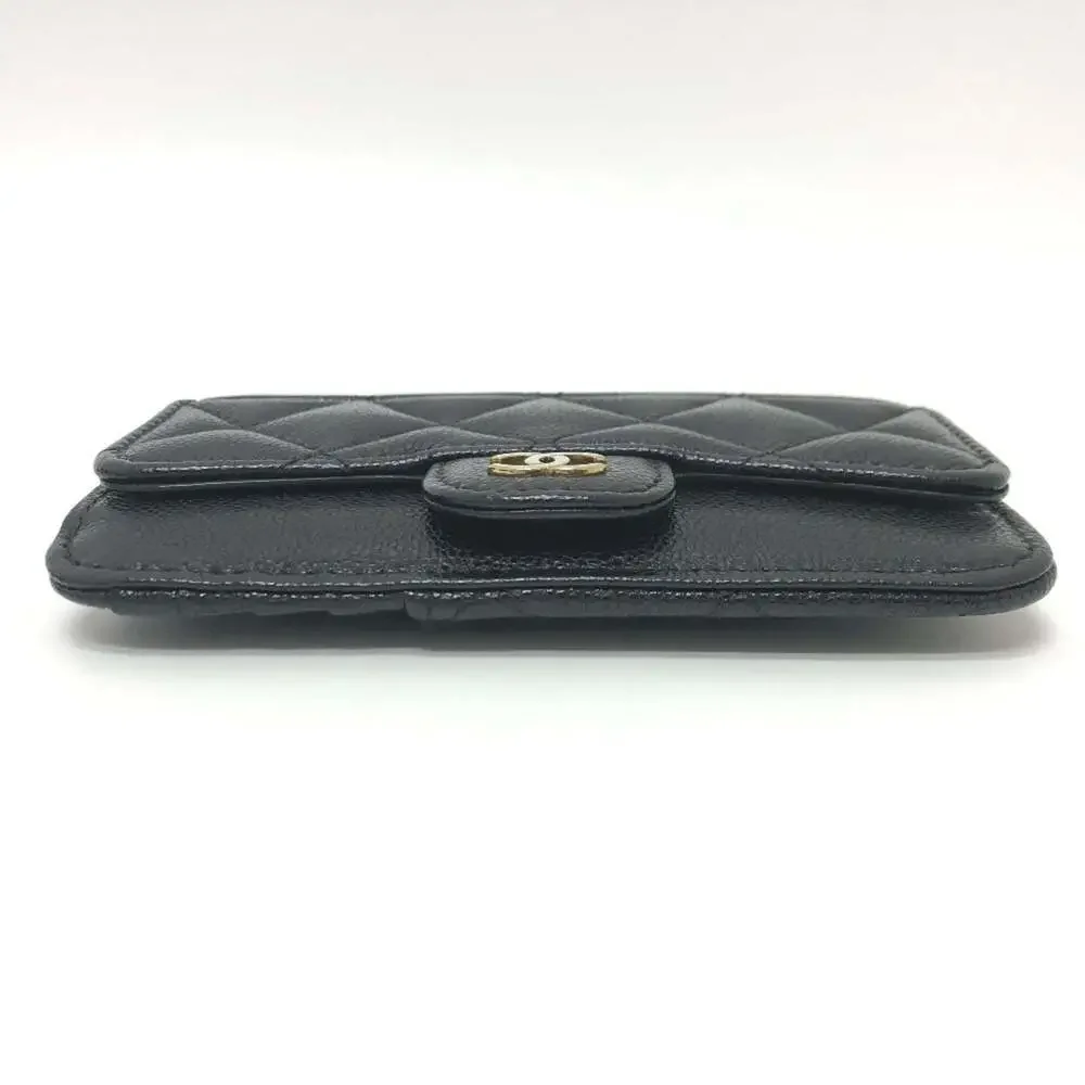 CHANEL Black Caviar Leather Logo Wallet